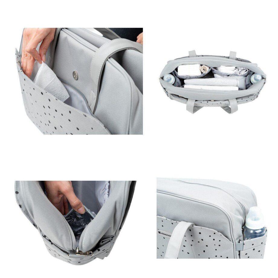 kikkaboo torba za mame chelsea dots grey moderna tekstura materijala