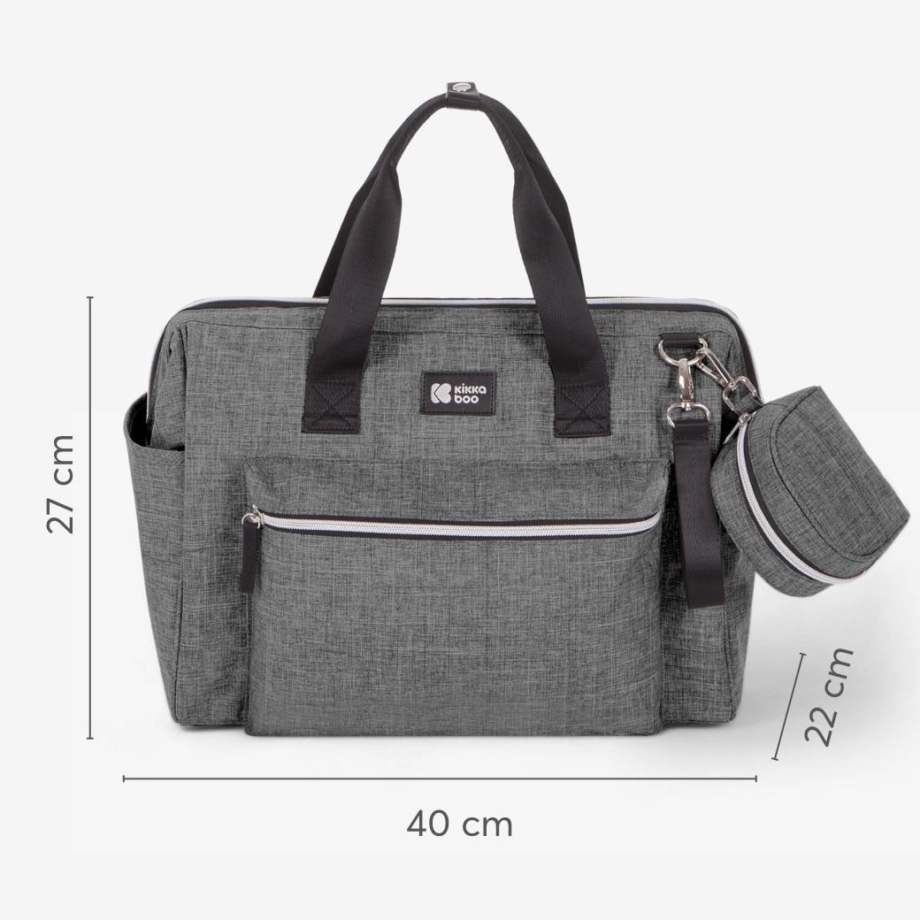 kikkaboo torba za mame maxi dark grey od poliestera detalj