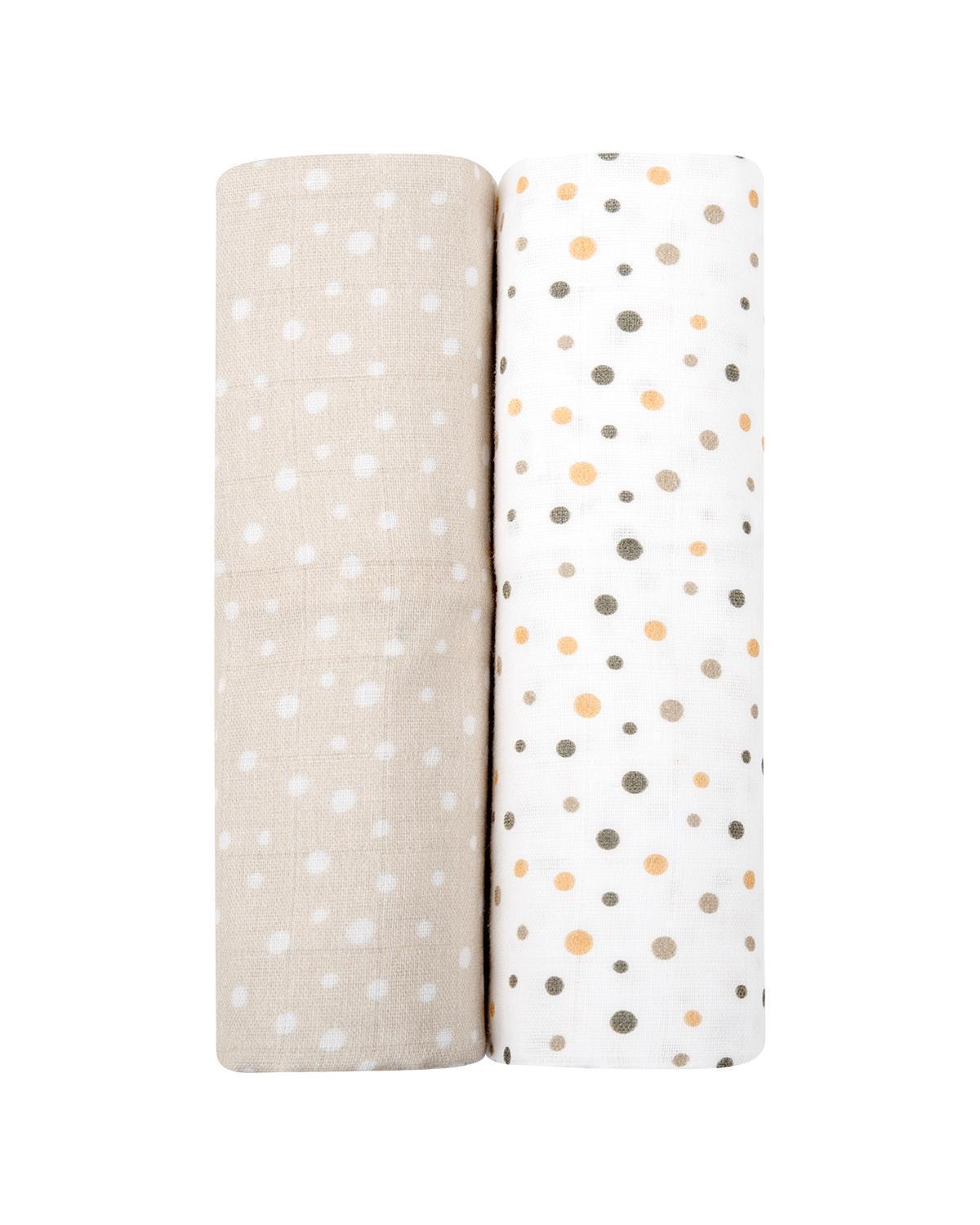 KikkaBoo Pelene od muslina set 2 pcs 80x80 Dots Beige