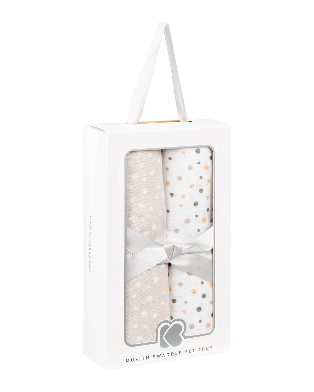 KikkaBoo Pelene od muslina set 2 pcs 80x80 Dots Beige