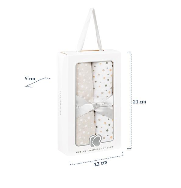 KikkaBoo Pelene od muslina set 2 pcs 80x80 Dots Beige