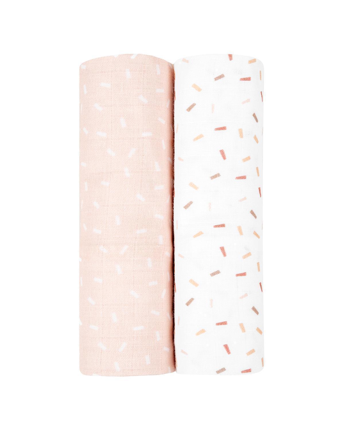 IMG_3213 KikkaBoo Pelene od muslina set 2 pcs 80x80 Confetti Pink