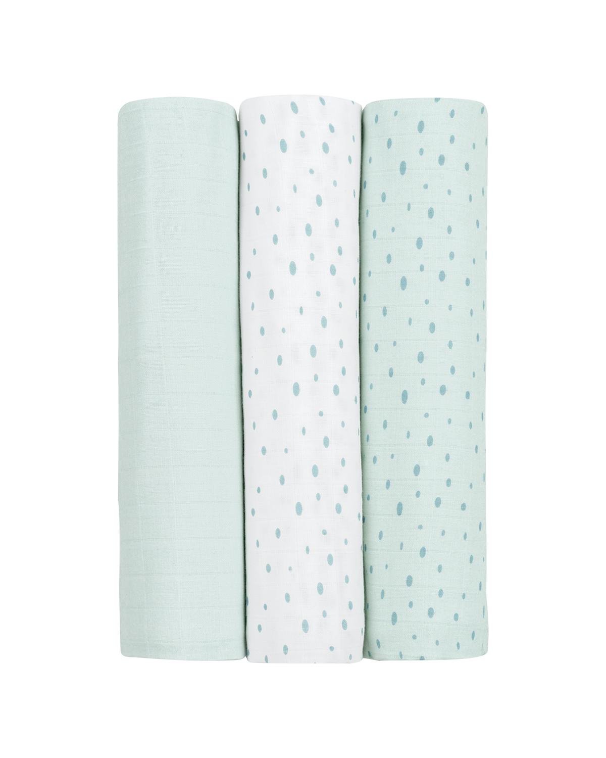 KikkaBoo Pelene od muslina set 3 pcs 100x100 Dots Blue