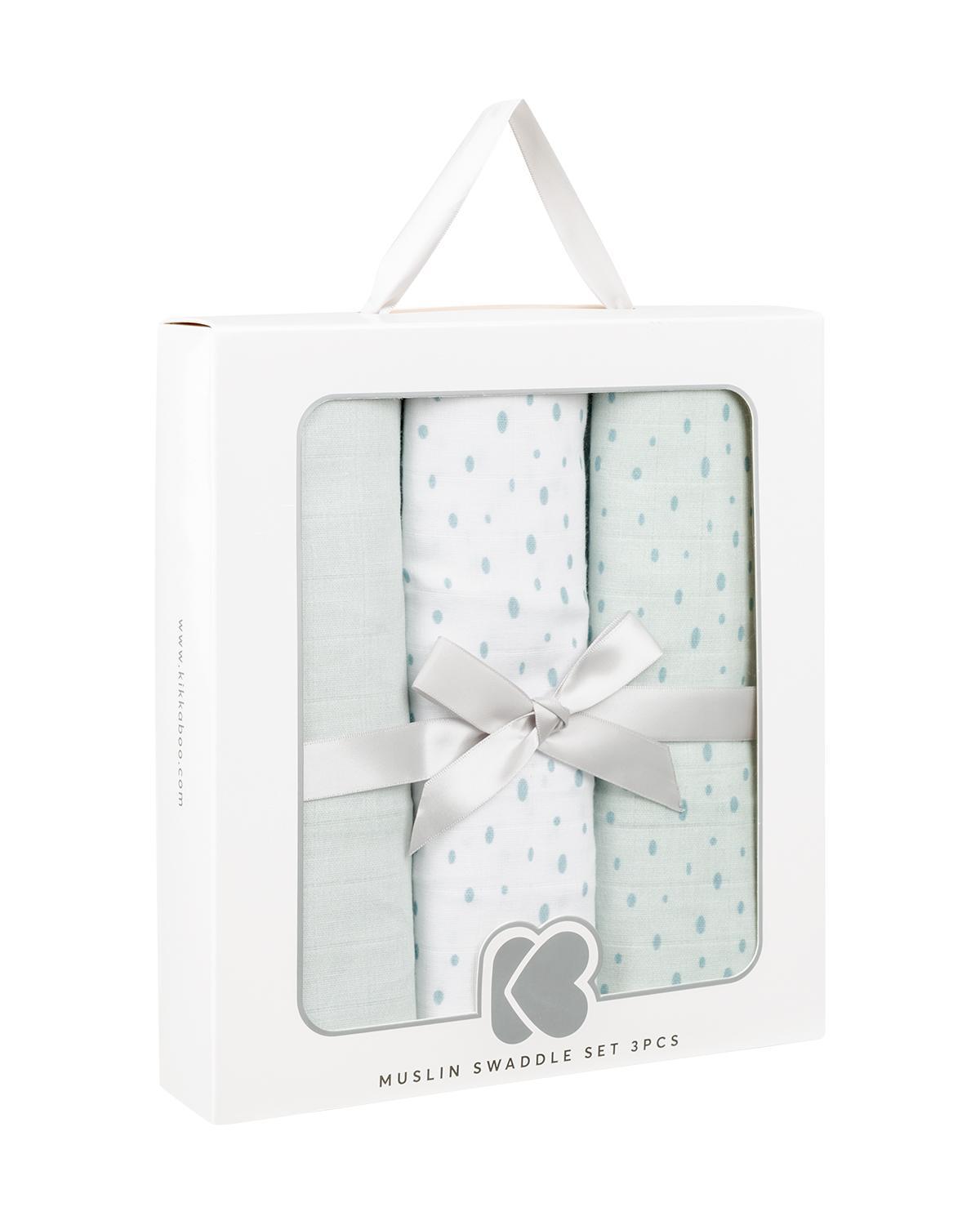KikkaBoo Pelene od muslina set 3 pcs 100x100 Dots Blue
