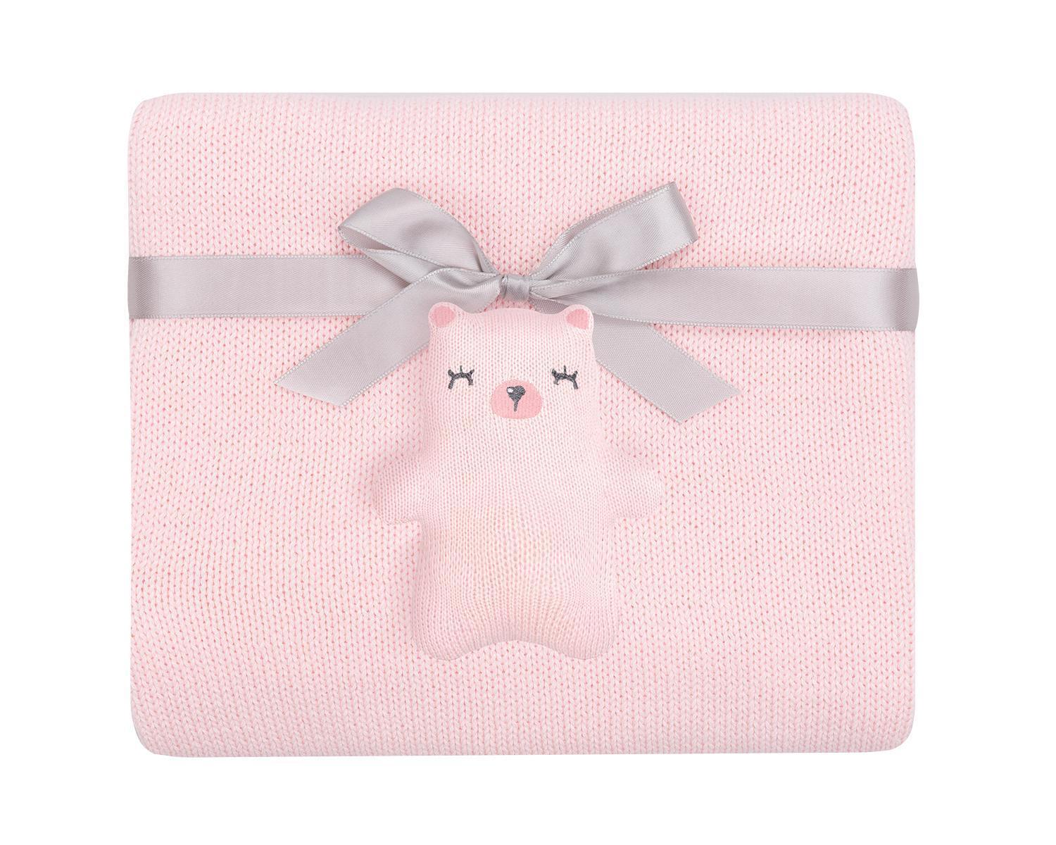 KikkaBoo Pleteno baby ćebence 75x100 Bear with Me Pink