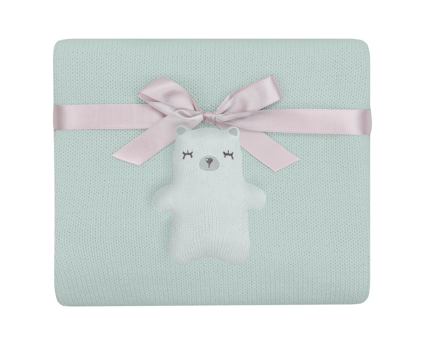 IMG_3290 KikkaBoo Pleteno baby ćebence 75x100 Bear with Me Mint