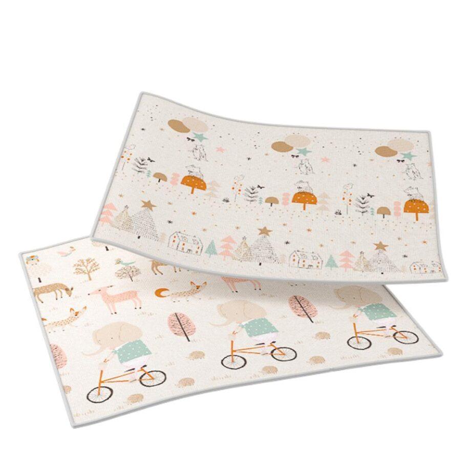 Nesklopivi D&B tepih od pene sa dva lica Magična šuma+Zimske čarolije 180x200x1 cm