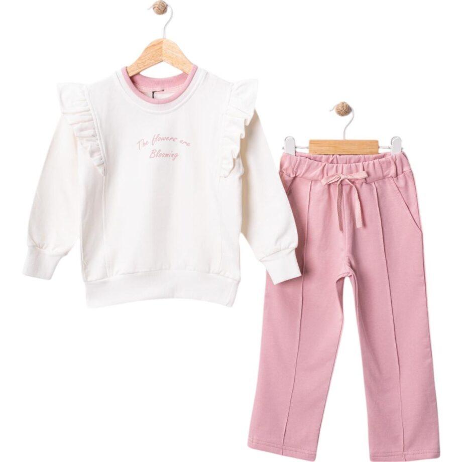 Moderna trenerka za devojčice u beloj i roze boji