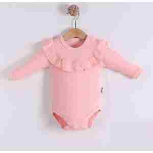 Bodi dugi rukav sa karnerima u boji kajsije