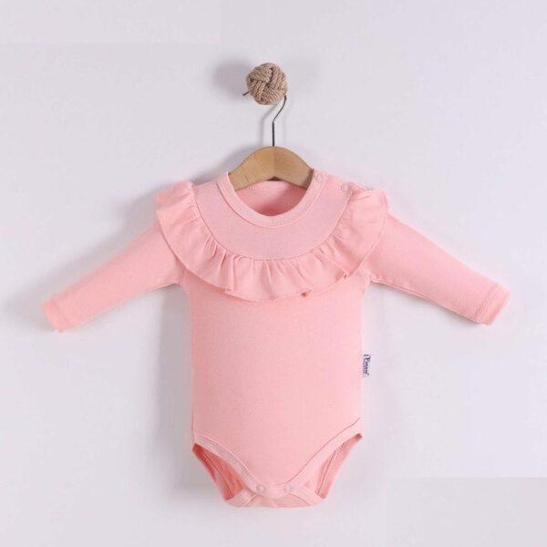 Bodi dugi rukav sa karnerima u boji kajsije