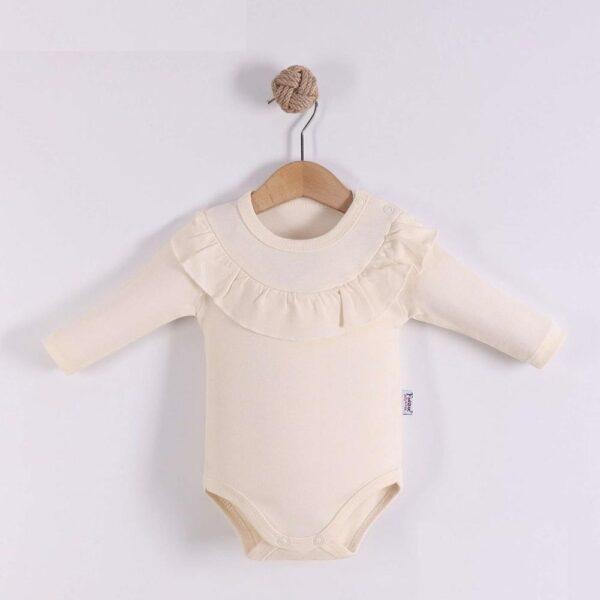 Bodi dugi rukav sa karnerima za bebe KREM boje