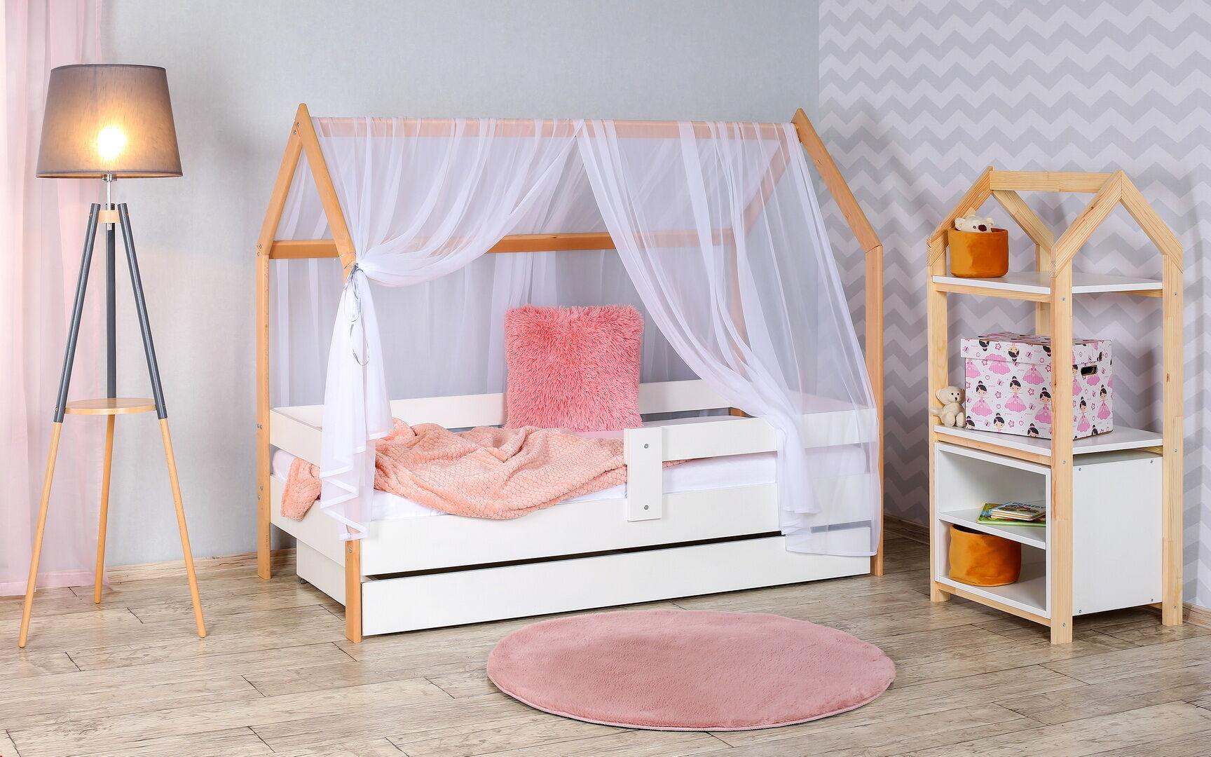 Krevet Kućica sa Fiokom i Dušekom (9cm) 180X80cm Domek Beli (Bukva)
