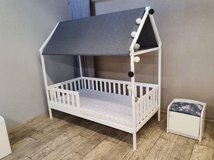 Krevet Planinska Kućica sa Dušekom Premium 160X80cm Domek Retro Bela