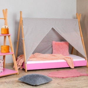 Krevet Sa Nadstrešnicom i Dušekom 160X80cm Tipi Roze Krevet Sa Nadstrešnicom i Dušekom 160X80cm Tipi Roze