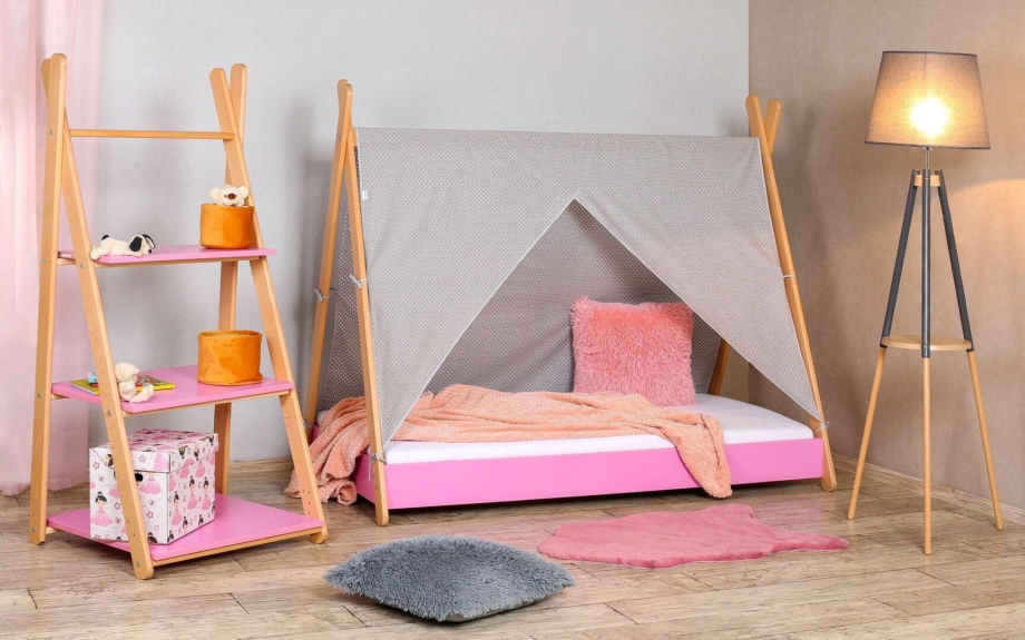 Krevet Sa Nadstrešnicom i Dušekom 160X80cm Tipi Roze Krevet Sa Nadstrešnicom i Dušekom 160X80cm Tipi Roze