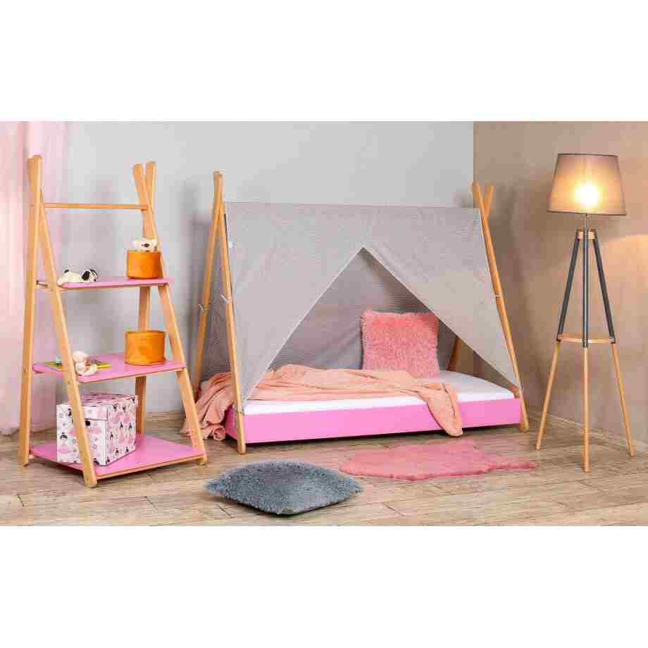 Krevet Sa Nadstrešnicom i Dušekom 160X80cm Tipi Roze