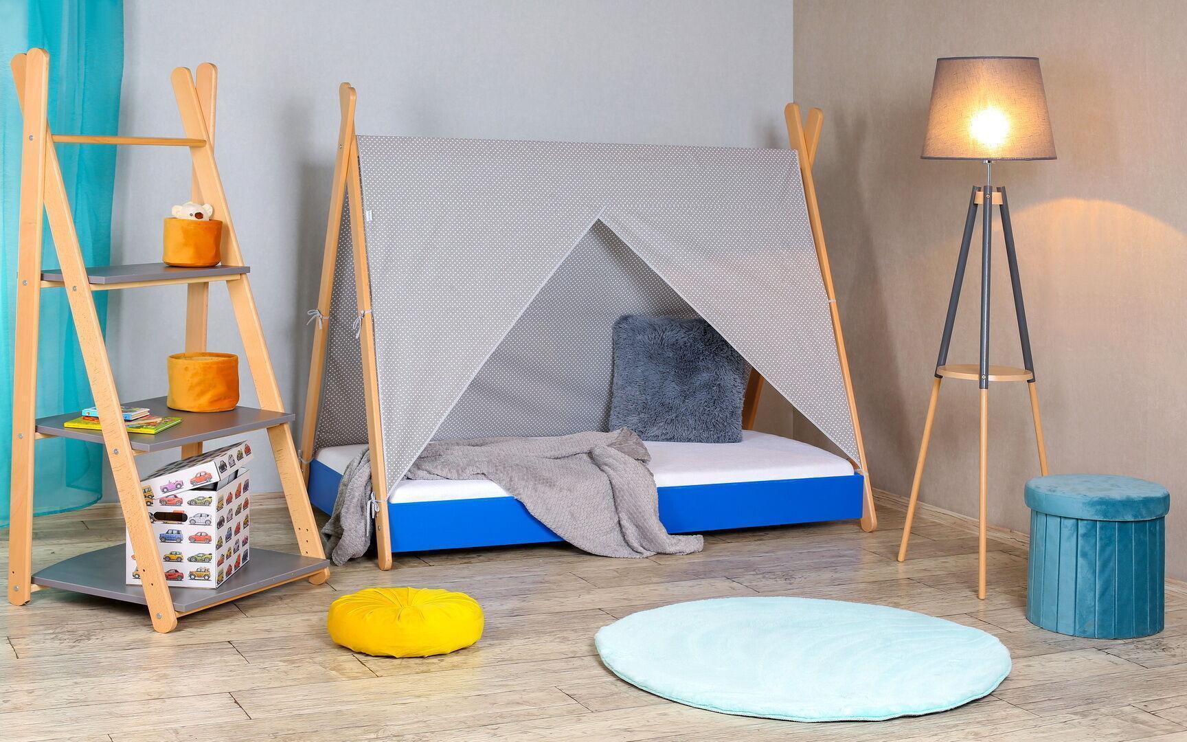 Krevet Sa Nadstrešnicom i Dušekom 160X80cm Tipi Svetlo Plavi