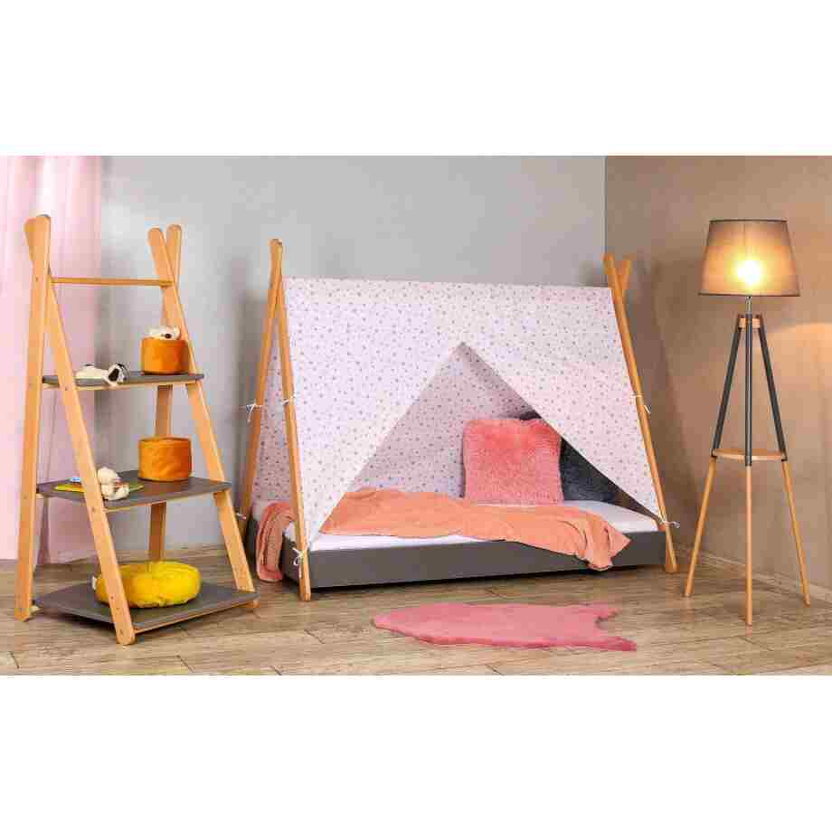 Krevet Sa Nadstrešnicom i Dušekom 160X80cm Tipi Sivi Krevet Sa Nadstrešnicom i Dušekom 160X80cm Tipi Sivi