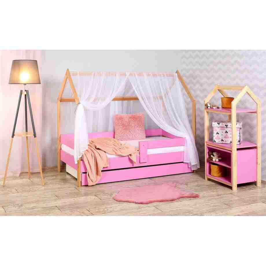 Krevet Kućica sa Fiokom i Dušekom 160X80cm Domek Roze (Bukva)