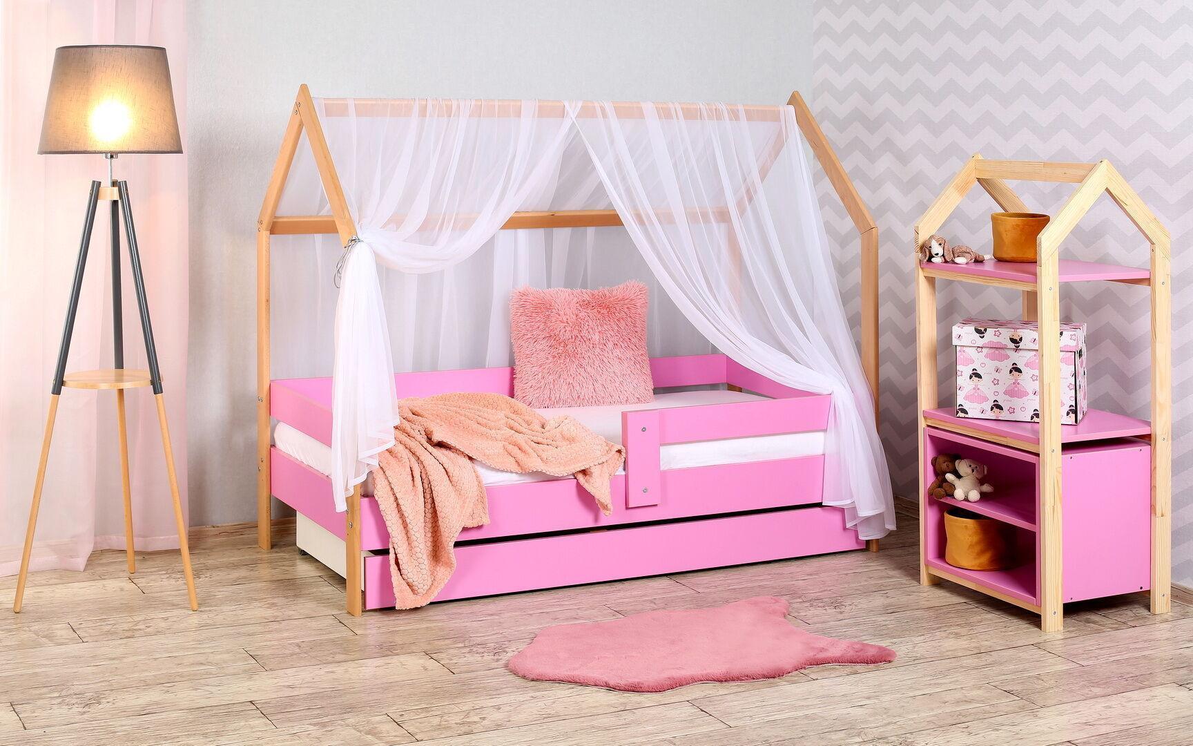 Krevet Kućica sa Fiokom i Dušekom 160X80cm Domek Roze (Bukva)