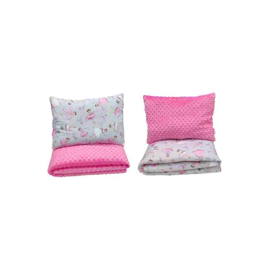 Dvostrani Jorgan i Jastuk 160x90cm Roze Balerina