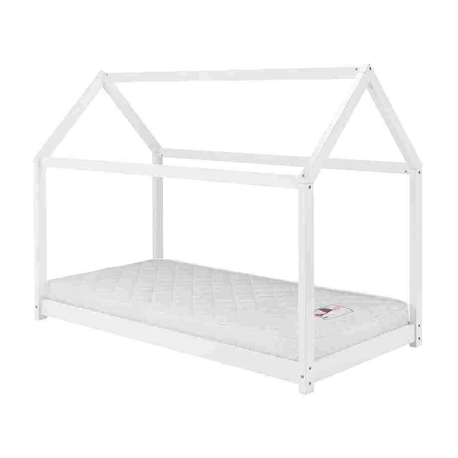 Krevet Kućica 190x90cm Beli + Dušek od 14cm gggg