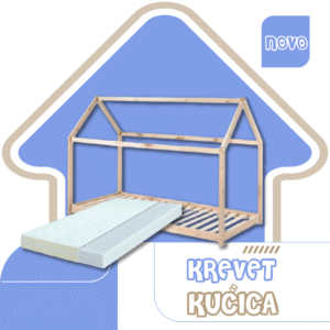 Krevet Kućica 190x90cm Beli + Dušek od 14cm - Slika 3