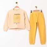 Žuti termo komplet za devojčice sa duksericom i pantalonama