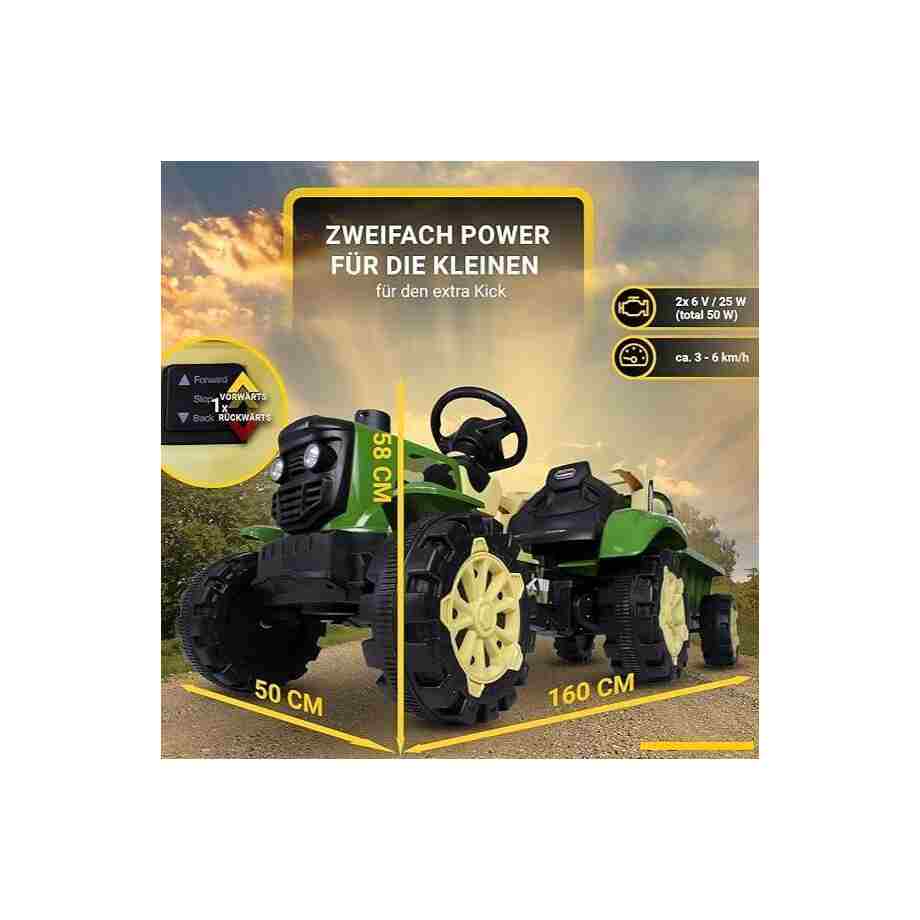 Traktor na akumulator sa prikolicom
