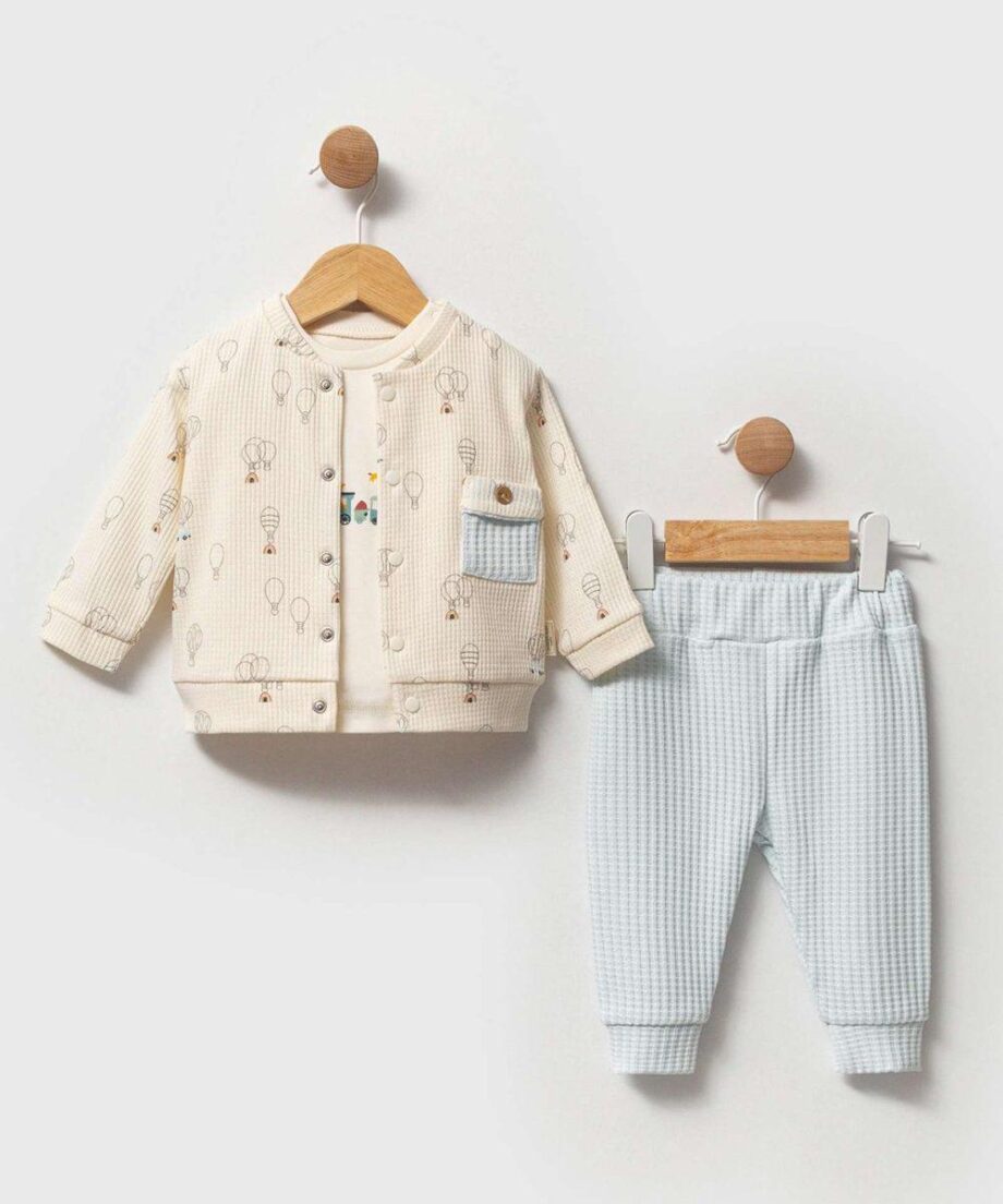 komplet za bebe trodelni plavi 3–12 meseci