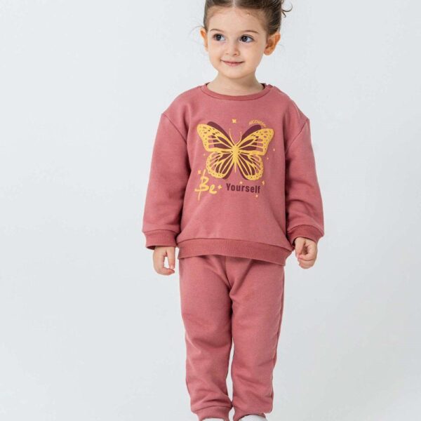 trenerka komplet za devojčice bordo sa leptirićem 6–24 meseci