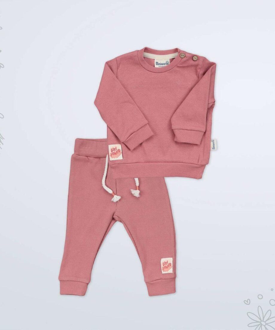 komplet za bebe Girl Power roze 6–18 meseci