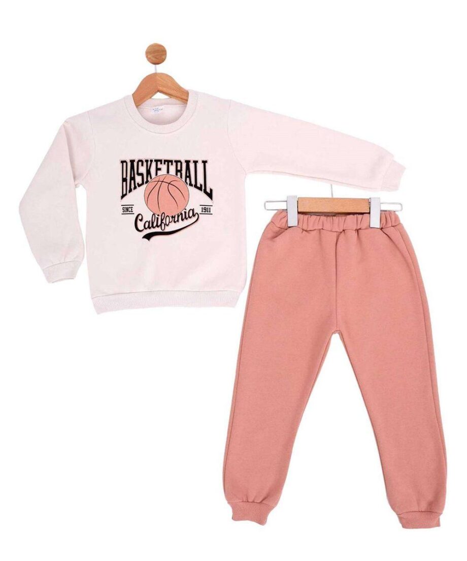 termo trenerka za dečake Basket California bež i roze 2–5 godina
