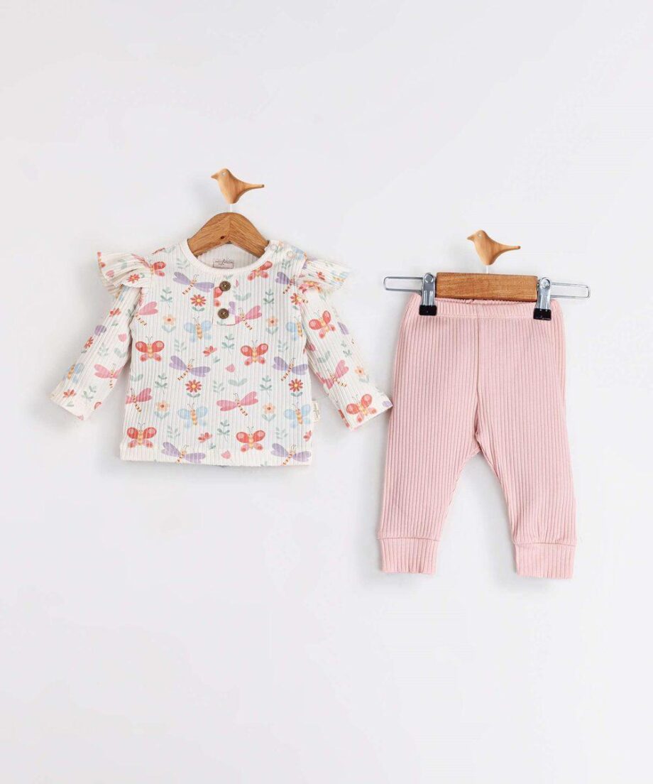 komplet leptirić roze 03–12 meseci