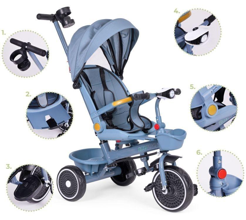 tricikl sa rotirajućim sedištem Blue za decu detalj