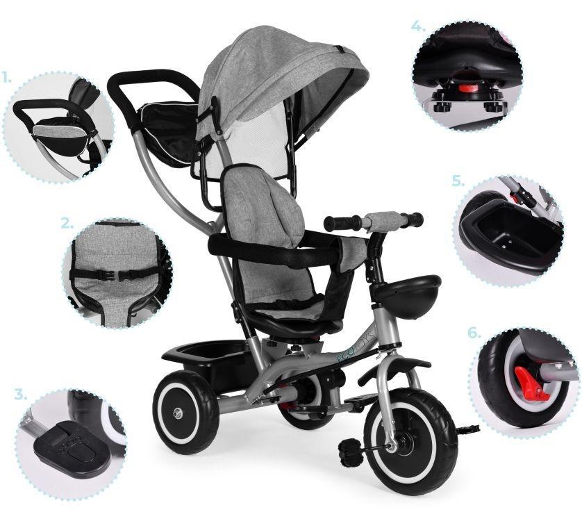 tricikl sa rotirajućim sedištem gray za decu uzrasta od 6 meseci detalj