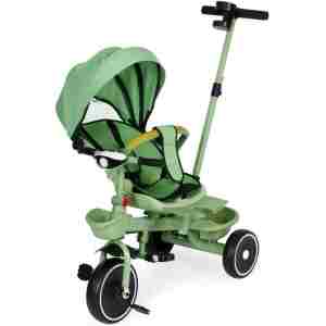 2u1 tricikl sa rotirajućim sedištem i sklopivom tendom Green, ECOTOYS Tricikl 2u1 sa svetlima ECOTOYS zeleni