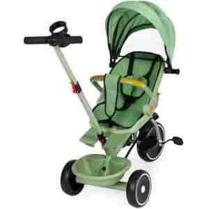 2u1 tricikl sa rotirajućim sedištem i sklopivom tendom Green, ECOTOYS Tricikl 2u1 sa svetlima ECOTOYS zeleni