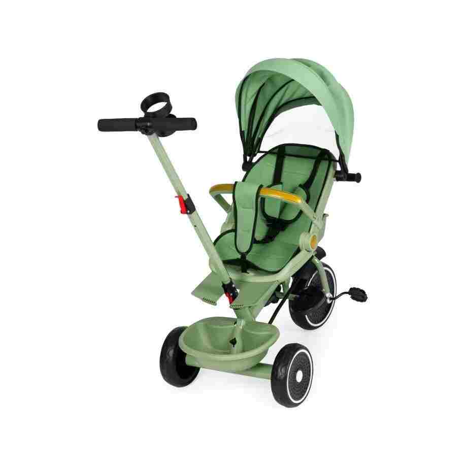 tricikl sa rotirajućim sedištem i sklopivom tendom green pogled sa strane