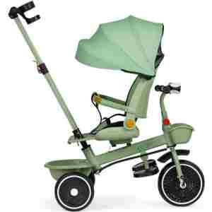 2u1 tricikl sa rotirajućim sedištem i sklopivom tendom Green, ECOTOYS Tricikl 2u1 sa svetlima ECOTOYS zeleni