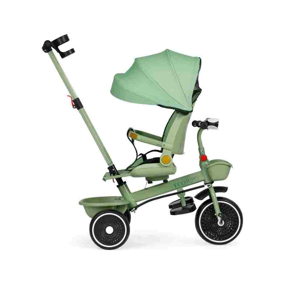tricikl sa rotirajućim sedištem i sklopivom tendom green zadnja strana