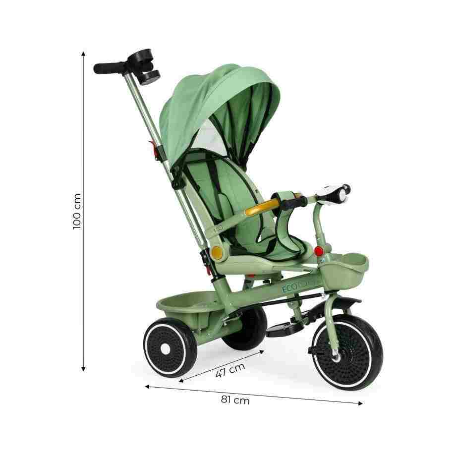 tricikl sa rotirajućim sedištem i sklopivom tendom green tekstura materijala