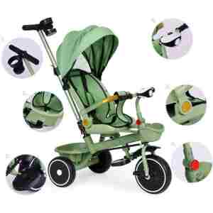 2u1 tricikl sa rotirajućim sedištem i sklopivom tendom Green, ECOTOYS Tricikl 2u1 sa svetlima ECOTOYS zeleni
