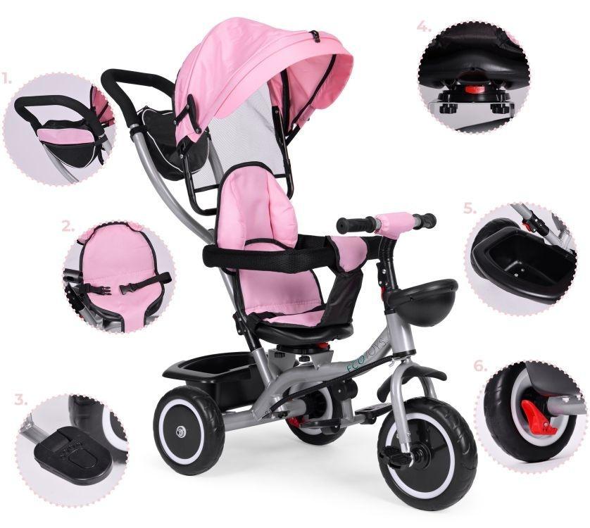 tricikl sa rotirajućim sedištem Pink za decu detalj