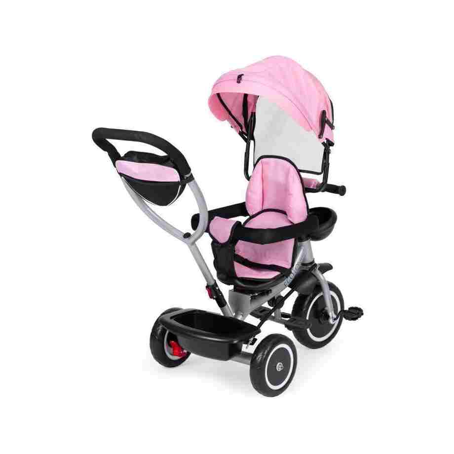 2u1 tricikl sa rotirajućim sedištem i sklopivom tendom Pink, ECOTOYS Tricikl 2u1 sa kočnicom ECOTOYS roze