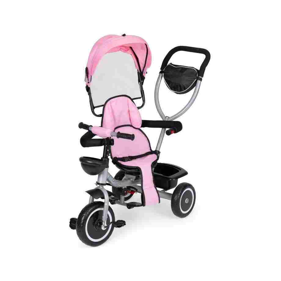 2u1 tricikl sa rotirajućim sedištem i sklopivom tendom Pink, ECOTOYS Tricikl 2u1 sa kočnicom ECOTOYS roze