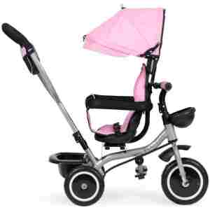 2u1 tricikl sa rotirajućim sedištem i sklopivom tendom Pink, ECOTOYS Tricikl 2u1 sa kočnicom ECOTOYS roze