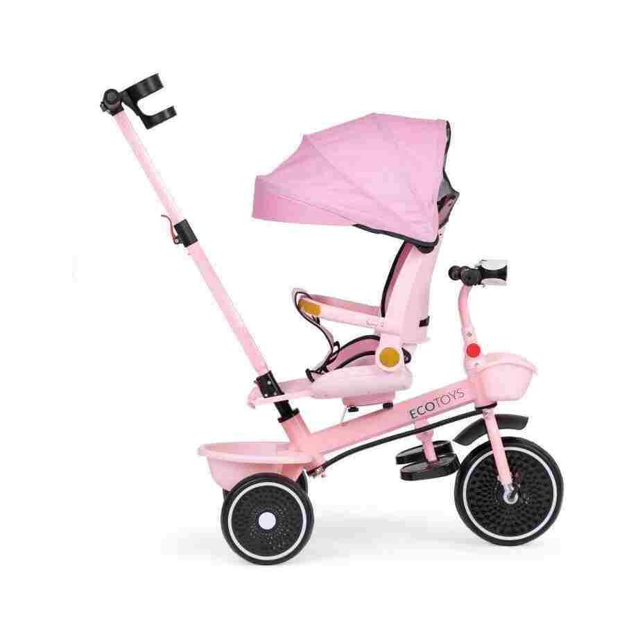 tricikl sa rotirajućim sedištem Pink za decu pogled sa strane