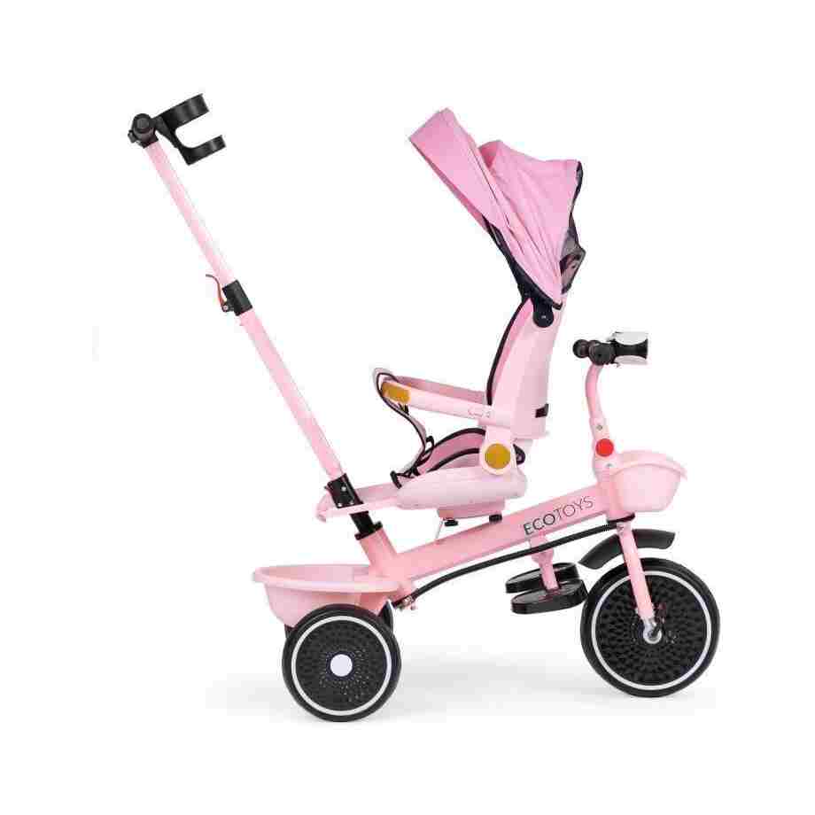 tricikl sa rotirajućim sedištem Pink za decu zadnja strana