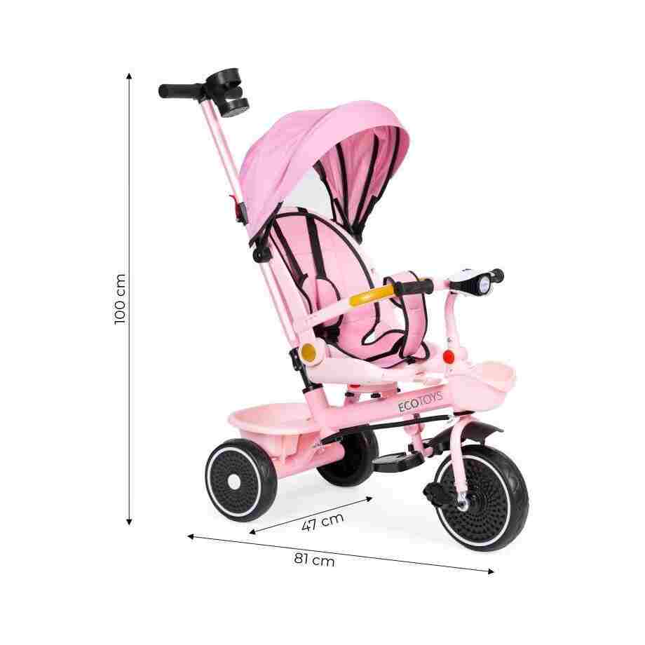 tricikl sa rotirajućim sedištem Pink za decu detalj